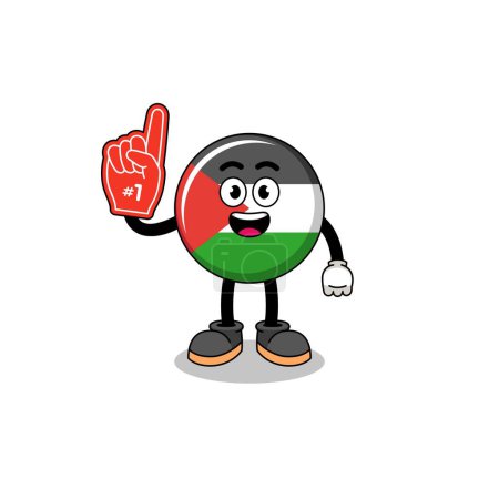 Illustration for Cartoon mascot of palestine flag number 1 fans , character design - Royalty Free Image