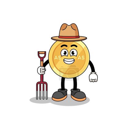 Illustration for Cartoon mascot of australian dollar farmer , character design - Royalty Free Image