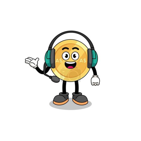 Illustration for Mascot Illustration of australian dollar as a customer services , character design - Royalty Free Image