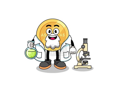 Illustration for Mascot of australian dollar as a scientist , character design - Royalty Free Image
