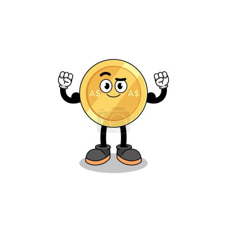 Illustration for Mascot cartoon of australian dollar posing with muscle , character design - Royalty Free Image