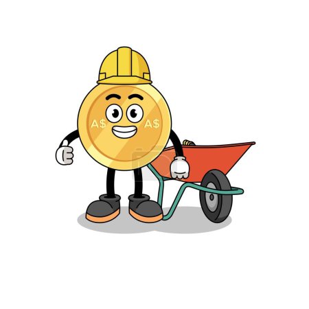 Illustration for Australian dollar cartoon as a contractor , character design - Royalty Free Image