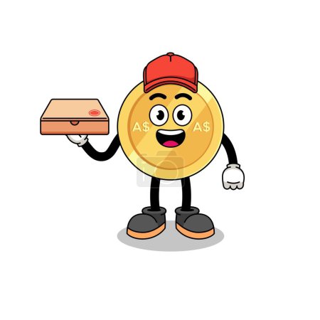 Illustration for Australian dollar illustration as a pizza deliveryman , character design - Royalty Free Image