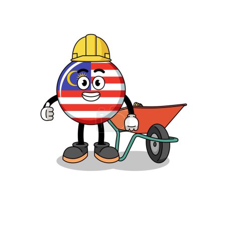 Ilustración de Dibujos animados bandera de Malasia como contratista, diseño de personajes - Imagen libre de derechos