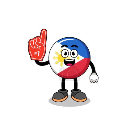 Illustration for Cartoon mascot of philippines flag number 1 fans , character design - Royalty Free Image