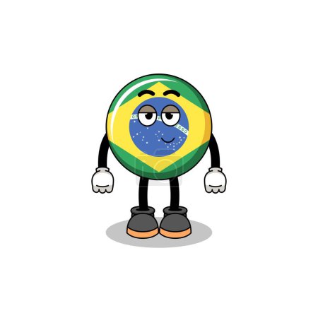 Illustration for Brazil flag cartoon couple with shy pose , character design - Royalty Free Image