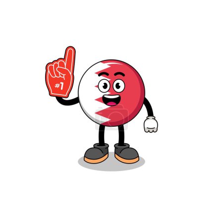 Illustration for Cartoon mascot of bahrain flag number 1 fans , character design - Royalty Free Image