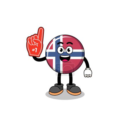 Illustration for Cartoon mascot of norway flag number 1 fans , character design - Royalty Free Image