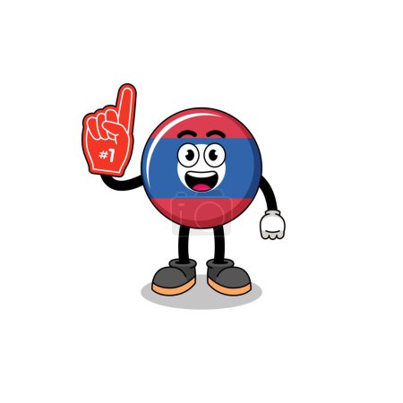 Illustration for Cartoon mascot of laos flag number 1 fans , character design - Royalty Free Image