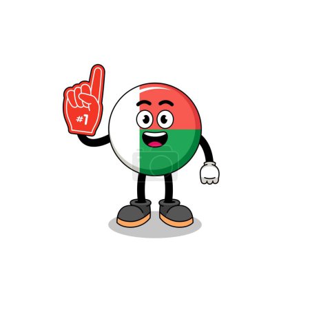 Illustration for Cartoon mascot of madagascar flag number 1 fans , character design - Royalty Free Image