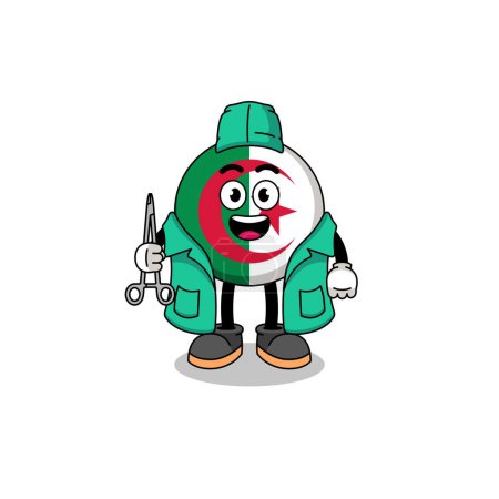 Illustration for Illustration of algeria flag mascot as a surgeon , character design - Royalty Free Image