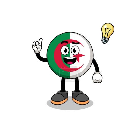 Ilustración de Algeria bandera de dibujos animados con una idea pose, diseño de personajes - Imagen libre de derechos