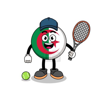 Ilustración de Algeria bandera ilustración como jugador de tenis, diseño de personajes - Imagen libre de derechos