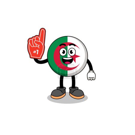 Illustration for Cartoon mascot of algeria flag number 1 fans , character design - Royalty Free Image