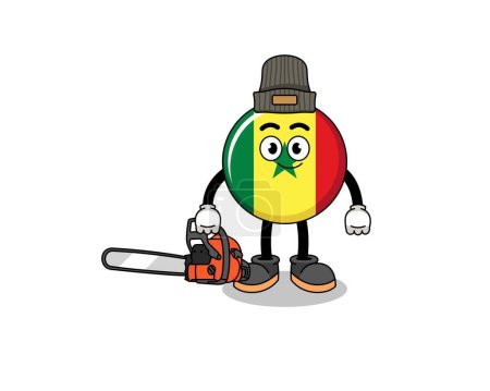 Ilustración de Ilustración senegal bandera de dibujos animados como un leñador, diseño de personajes - Imagen libre de derechos