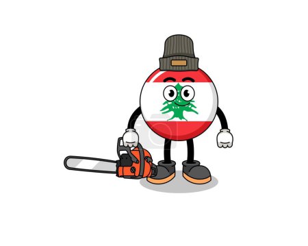 Ilustración de Lebanon flag illustration cartoon as a lumberjack , character design - Imagen libre de derechos