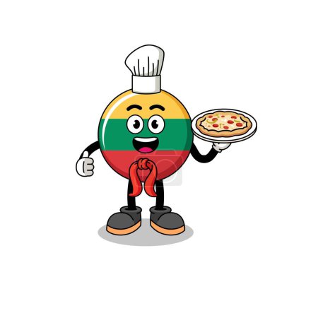Téléchargez les illustrations : Illustration of lithuania flag as an italian chef , character design - en licence libre de droit