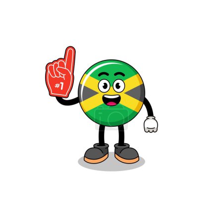 Illustration for Cartoon mascot of jamaica flag number 1 fans , character design - Royalty Free Image