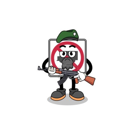 Illustration for Character cartoon of no trucks road sign as a special force , character design - Royalty Free Image