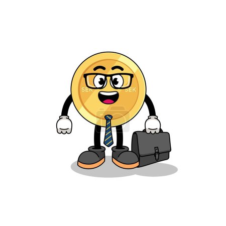 Ilustración de Mascota sueca krona como hombre de negocios, diseño de personajes - Imagen libre de derechos
