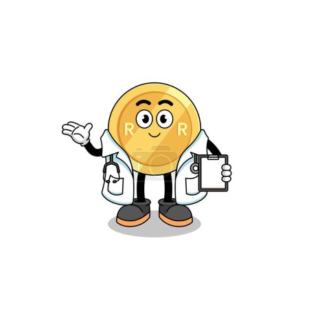 Ilustración de Dibujos animados mascota del médico rand sudafricano, diseño de personajes - Imagen libre de derechos