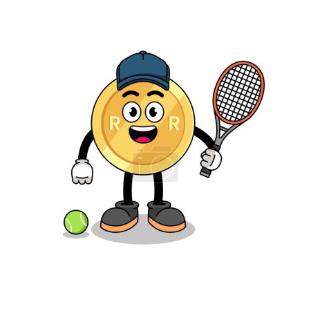 Ilustración de Ilustración rand sudafricano como jugador de tenis, diseño de personajes - Imagen libre de derechos