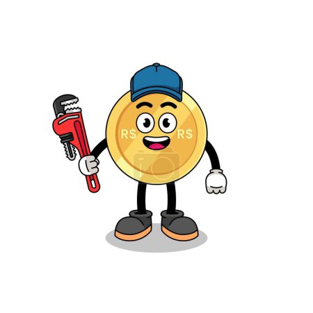 Illustration for Brazilian real illustration cartoon as a plumber , character design - Royalty Free Image