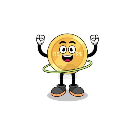 Illustration for Character Illustration of brazilian real playing hula hoop , character design - Royalty Free Image