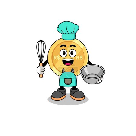 Illustration for Illustration of brazilian real as a bakery chef , character design - Royalty Free Image