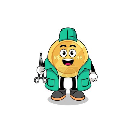 Illustration for Illustration of brazilian real mascot as a surgeon , character design - Royalty Free Image