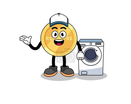 Illustration for Brazilian real illustration as a laundry man , character design - Royalty Free Image