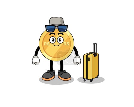Illustration for Brazilian real mascot doing vacation , character design - Royalty Free Image