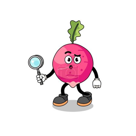 Illustration for Mascot of radish searching , character design - Royalty Free Image