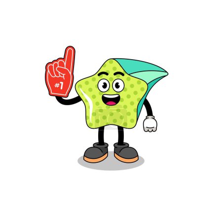 Illustration for Cartoon mascot of shooting star number 1 fans , character design - Royalty Free Image