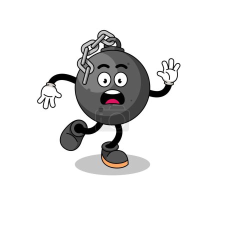 Ilustración de Bola de demolición deslizamiento mascota ilustración, diseño de personajes - Imagen libre de derechos