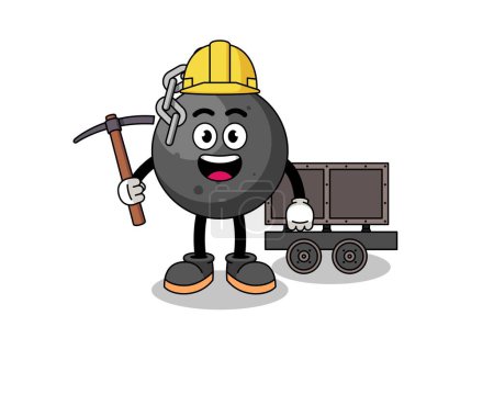 Ilustración de Mascota Ilustración de demolición minero bola, diseño de personajes - Imagen libre de derechos