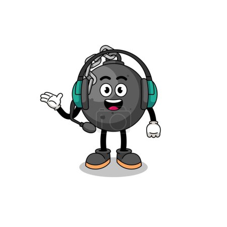 Ilustración de Mascota Ilustración de la bola de demolición como servicio al cliente, diseño de personajes - Imagen libre de derechos