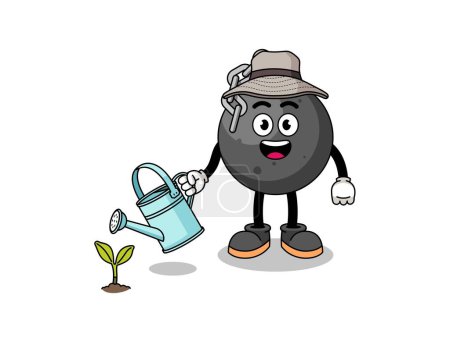 Ilustración de Ilustración de la bola de demolición de dibujos animados riego de la planta, diseño de personajes - Imagen libre de derechos