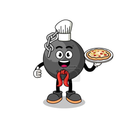 Ilustración de Ilustración de la bola de demolición como chef italiano, diseño de personajes - Imagen libre de derechos