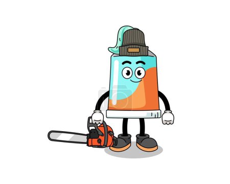 Ilustración de Dibujos animados de ilustración de pasta de dientes como leñador, diseño de personajes - Imagen libre de derechos