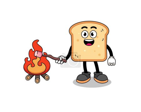 Illustration for Illustration of bread burning a marshmallow , character design - Royalty Free Image