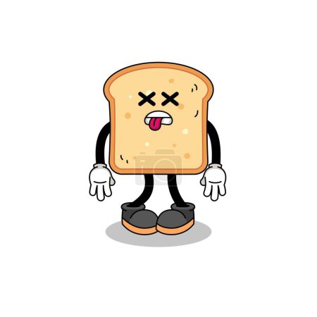 Illustration for Bread mascot illustration is dead , character design - Royalty Free Image