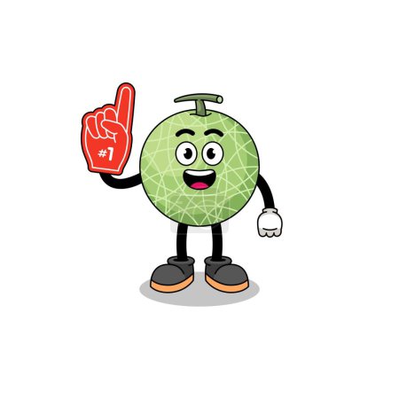 Illustration for Cartoon mascot of melon fruit number 1 fans , character design - Royalty Free Image