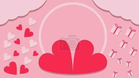 Illustration for Valentine's day photo frames with heart and gift box. Vector illustration. EPS 10. - Royalty Free Image