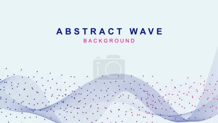 Illustration for Abstract geometric connected dots and lines with wave flow for science and technology background. Molecule,  medical, global network connection concept. Vector illustration. - Royalty Free Image