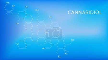 Illustration for Chemical formulas of cannabidiol (CBD) cannabis molecule. Has antipsychotic effects. Science background design concept. Vector illustration. - Royalty Free Image