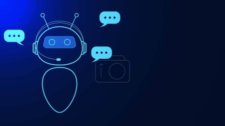 Ilustración de Chatbot charla con Inteligencia Artificial AI. Asistente virtual para el servicio de solicitud y respuesta de usuarios. Ilustración vectorial. - Imagen libre de derechos
