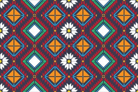 Foto de Patrón geométrico étnico oriental sin costura tradicional Diseño para fondo, alfombra, papel pintado, ropa, envoltura, Batik, tela, vector, ilustración, estilo de bordado. - Imagen libre de derechos