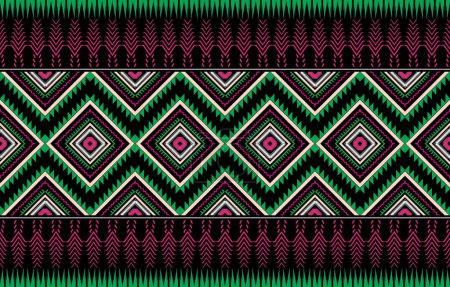 Foto de Diseño para fondo, marco, frontera o decoración con ilustración de patrón azteca étnica persa en color blanco y negro. Indio nativo, Navajo, Diseño Inca, Ikat, patrón geométrico - Imagen libre de derechos