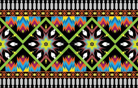 tribal ethnic themes geometric seamless background with a Peruvian american indigenous pattern. Textile print with rich native American tribal themes in an ethnic traditional style. Clothing with Navajo emblems.